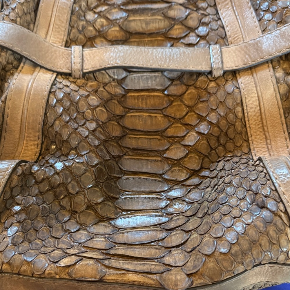 Gucci Brown Python-Embossed Leather Shoulder Bag … - image 7